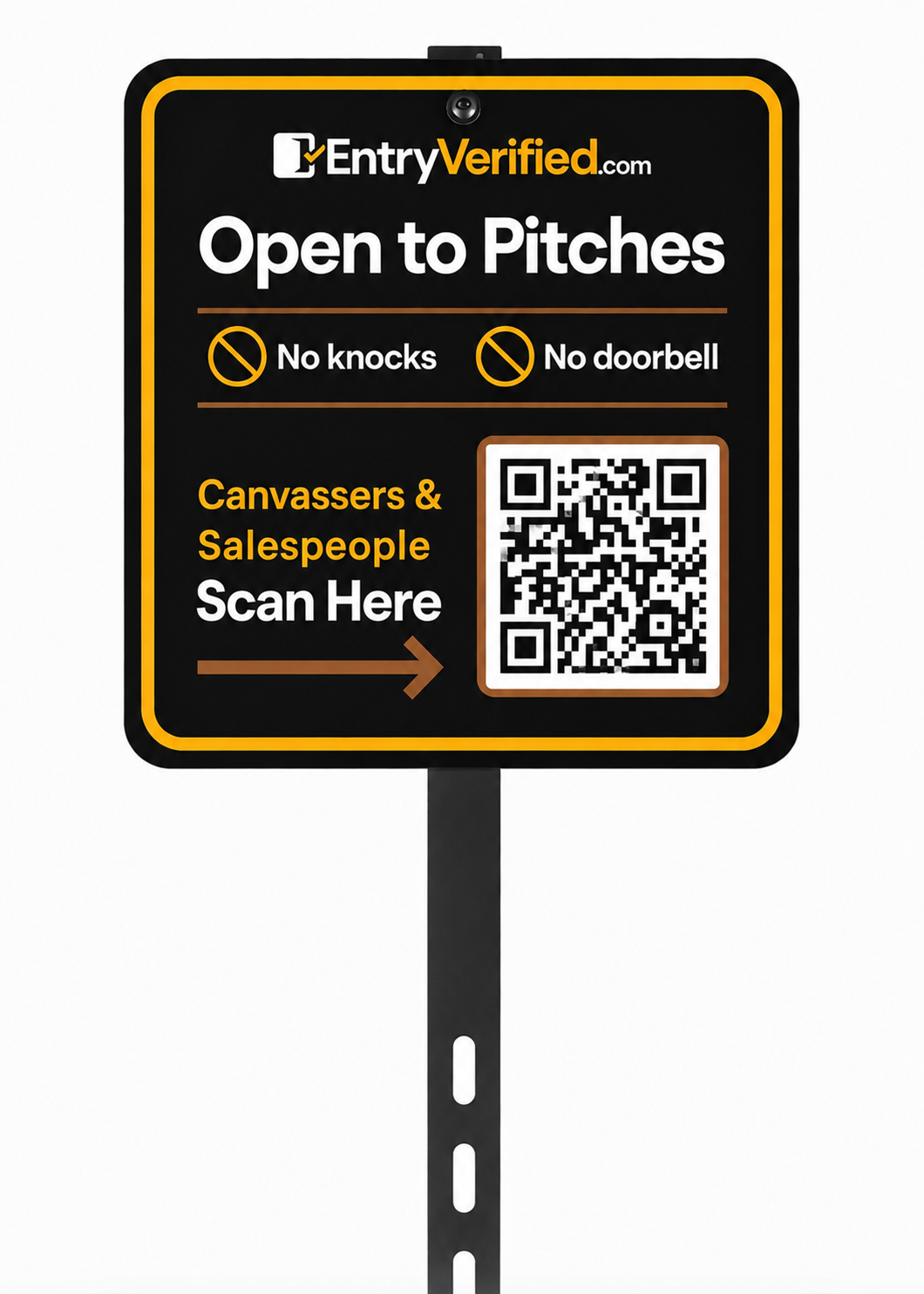 Entry Verified yard sign on a stake in a lawn